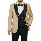 Riolio  Men's Luxury 3-Piece Tuxedo Suit Set with Peak Lapel Blazer Vest And Pants for Business Party Wedding Prom
