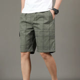 Riolio  Summer Clothing Men's Solid Color Zipper Pockets High Waist Elastic Straight Cargo Knee Pants Boyfriend Office Lady Shorts