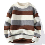 Riolio Men's Striped Sweater O-Neck Casual Knit Pullovers Fashion Long Sleeve Knitted Sweater Men Autumn Winter Warm Y2K Knitwear Tops