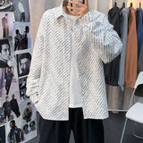Riolio  Men's Oversized Long-Sleeve Shirt Letter Print Casual Loose Fit Fashion Top