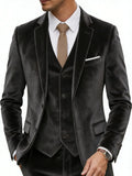 Riolio  Velvet Elegant Man Suit Set 3 Pieces Host Costumes Warm Long Sleeve Tuxedo For Party Plus Size Handsome Suits Wedding Clothes