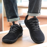 Riolio  Wide footed large-sized men's suede hiking shoes anti slip leather outdoor sports shoes camping running jogging  men's loafers