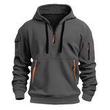 Riolio  Spring Autumn Men's Pullover Hoodies Fashion Mens Solid Color Multi-pocket Hooded Coats Mens Sports Zipper Sweatshirts Clothing