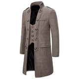 Riolio Stylish Men Coat Super Soft Men Outwear Coat Slim Fit Fake Two Piece Patchwork Trench Coat  Dressing