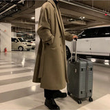 Riolio  Winter Korean Style Men's Mid-length Coats Germanism Vintage Loose Light Luxury Overcoat Casual Long Sleeve Jackets M-3XL