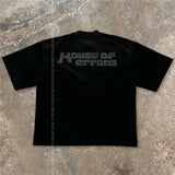 Riolio Oversize Puff Print House Of Errors Eye Logo Tee Men Women T-shirt High Street Vintage Black Short Sleeve Cotton Tops