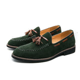 Riolio  Spring Luxury Brand Suede Men's Tassel Design Loafers Slip-on Handmade High Quality Nubuck Leather Shoes Pointed Toe Thick Sole
