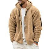 Riolio  Men's Autumn and Winter Double-Sided Fleece Warm Jacket  Loose Hooded Casual Jacket