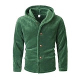 Riolio  Men's Fleece Hooded Cardigan Casual Button Up Long Sleeve Warm Knit Jacket For Daily Wear