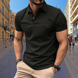 Riolio Men's Summer Casual Short Sleeved Polo Shirt Office Fashion Lapel Pocket T-shirt Men's Breathable Polo Shirt Men's Clothing