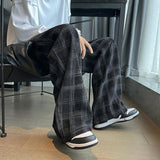 Riolio  Check Trend Plaid Baggy Trousers For Men Loose Classic Korean Style Designer Clothes Big Size Harajuku Fashion Casual Pants Man