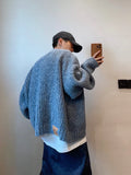 Riolio Autumn Winter American Retro Loose Heavy Mixed Color Short Wide Thick Thread Knitted Cardigan Sweater Jacket Men Women Sweaters