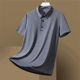Riolio Lightweight Polo Shirt Lapel Button Jogging Tops Summer Men's Solid Color Tshirts New Men Casual Streetwear Short Sleeve Shirts