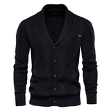 Riolio Cotton Argyle Cardigan Men Casual Single Breasted Solid Color Business Mens Cardigans New Winter Fashion Sweater Man