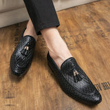 Riolio Tassel Plaid Men New Loafers Weaving Comfortable Soft Mens Leisure Leather Shoes Fashion Sapato Masculino Large Size 38-45