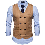 Riolio Dress Vests For Men Casual Slim Fit Mens Suit Vest Double breasted Waistcoat Gilet Homme Formal Business Jacket XXL