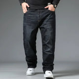 Riolio  Mens Large Size Black Jeans 10XL Oversize High Waist Loose Trousers Husband Plus Size Loose Denim Trousers Blue Male Denim Pants