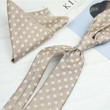 Riolio  2PCS Neck Tie Set Luxury Brown Floral Dots Neckties Khaki Striped Handkerchief Polyester Woven Pocket Square Shirt Accessories