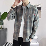 Riolio  Spring Autumn Turn-down Collar Contrast Color Long Sleeve Button Up Cardigan Striped Shirt Formal Casual Men's Trendy Tops