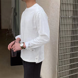 Riolio  New Autumn Fashion Men T-shirt Light Luxury Solid Color Long Sleeve Tops Leisure Streetwear Casual O Neck Basic Shirts M-3XL