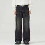 Riolio Summer Men Baggy Denim Jeans Male New Fashion Wash Straight Wide Leg Casual Trousers High Street Hot Sale Loose Trousers