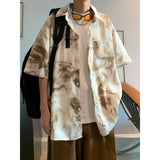 Riolio  Hawaiian Short-sleeved Men's New Style Ice Silk Light Mature Handsome Flower Shirt Top Men