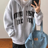 Riolio Grunge Zip Up Oversized Hoodie Vintage Street Letter Print Long Sleeve Sweatshirt Gothic Punk Y2k Winter Sportswear Women's Tops