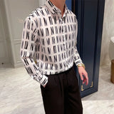 Riolio  Summer Korean Long-sleeved Shirt POLO Collar Single-breasted Men's Letter Printing Fashion Casual Youth Trend Contrast Color