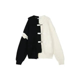 Riolio  Korean street trend men and women spliced sweaters for couples in autumn and winter loose button design knitwear harajuku y2k