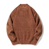Riolio  Retro Thick-knit Half-turtleneck Sweater Autumn Winter Texture Texture Pitted Jacquard Thickened Warm Sweater Jacket