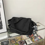Riolio  Canvas messenger bag men's large-capacity simple messenger bag leisure ins student book shoulder bag boys' satchel