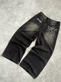 Riolio  Men's All-Season American Streetwear Black Washed Baggy Denim Pants