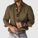Riolio  Autumn Men's Vintage Shirt Spring Casual Long Sleeve Button Turn-down Collar Seaside Beach Style Solid Ahirts For Male Cardigan