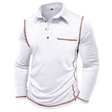 Riolio  New Autumn and Winter Men's Long-sleeved Polo Shirt European and American Lapel T-shirt American Top
