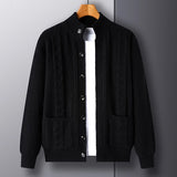 Riolio men's winter outfits Cardigan Men's  Diamond Plaid Thick Wool Warm Fashion Long Sleeved Casual Cardigan  Knitted Sweater Men