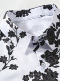 Riolio Floral Pattern Shirts for Men Button Up Short Sleeves Turn-down Collar Shirt Summer Streetwear Vacation Tops Z5082006