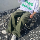 Riolio Green Jeans Baggy Distressed Vintage Denim Trousers Male Wide Leg Pants Men Streetwear Retro Oversize Casual Hip Hop