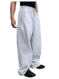 Riolio  Men Drawstring Waist Loose Straight Leg Wide Leg Sports Sweatpants With Pockets