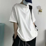 Riolio  Trendy Summer Half-sleeve Hooded T-shirt For Men Loose-fit Versatile Student Turtle Neck Bodycon Tee Hong Kong Style