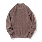 Riolio  Retro Thick-knit Half-turtleneck Sweater Autumn Winter Texture Texture Pitted Jacquard Thickened Warm Sweater Jacket