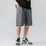 Riolio  New Summer Shorts Male Korean Casual Loose Quarter Pants Printing Solid Color Wide Legs Elastic Waist All-match Trousers