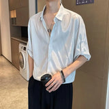 Riolio  Men's Clothing Ladies Lapel Button Cardigan Solid Color Versatile Loose Shirt Fashion Long Sleeve Commuting Top