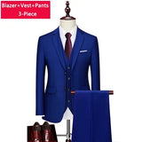 Riolio  M-6XL ( Jacket + Vest + Pants ) Boutique Pure Color Mens Business Formal Suit 3Piece Set and Two-piece Set Groom Wedding Dress