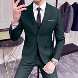 Riolio  Groom's Wedding Dress ( Jacket + Vest + Pants ) High End Brand Solid Color Men's Casual Business Office Formal Suit 3Pcs Sets