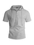 Riolio  Men's Linen Blend Hooded Polo Shirt Summer Casual Short Sleeve Solid Beach T-shirt