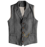 Riolio  Vintage Business Formal Wedding Vest with Pockets, Retro Office Party Sleeveless Jacket Office Party Slim Fit Business Waistcoa