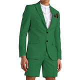 Riolio  Men's Slim Fit 2-Piece Suit Set with Notched Lapel Blazer And Shorts Tuxedo Fashion Summer Wedding Sports