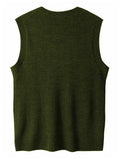 Riolio New Popular Preppy Style Men Sweater Vest Casual Knitted Streetwear Solid Color V Neck Waistcoat Leisure High Quality Knitwear