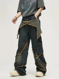 Riolio  American Retro Star Jeans for Men and Women, Autumn Niche Design Star High Street Straight Loose Wide-Leg Pants
