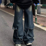 Riolio American high street men and women trendy hip-hop loose straight leg jeans for couples personalized wide leg casual pants y2k